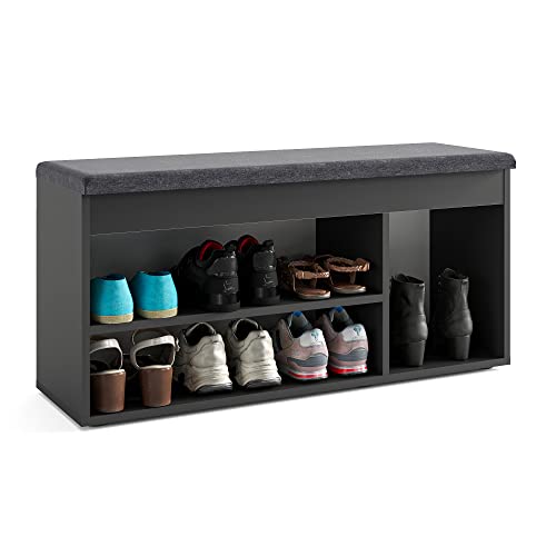 KOMTO Schuhbank mit Sitzfläche - Schuhregal Bank mit Stauraum Schwarz 100 x 48 x 32 cm Schuhschrank mit Sitzbank Flur Bank Garderobenbank Sofia KOMTO Schuhbank mit Sitzfläche - Schuhregal Bank mit Stauraum Schwarz 100 x 48 x 32 cm Schuhschrank mit Sitzbank Flur Bank Garderobenbank Sofia von KOMTO
