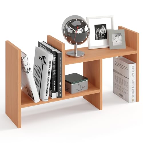 KOMTO Tischregal Schreibtisch Aufsatzregal - Regal Klein, Küchenregal Stehend für Arbeitsplatte, Desktop Bücherregal Buche | Shelf K 51-97 х 20 х 40 cm von KOMTO