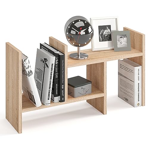 KOMTO Tischregal Schreibtisch Aufsatzregal - Regal Klein, Küchenregal Stehend für Arbeitsplatte, Desktop Bücherregal Sonoma Eiche | Shelf K 51-97 х 20 х 40 cm von KOMTO