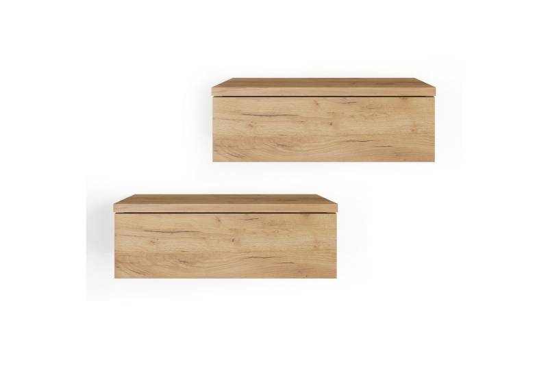 KOMTO Wandregal mit Schublade 2er Set Nachttisch Wandschublade Monaco 2 pcs, Wandschublade Nachtschrank Hängend, Monaco 46 x 30 x 15 cm von KOMTO