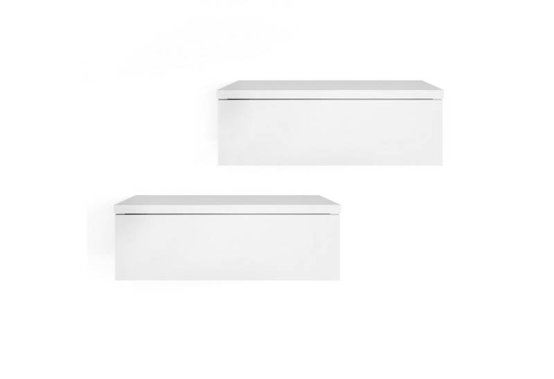 KOMTO Wandregal mit Schublade 2er Set Nachttisch Wandschublade Monaco 2 pcs, Wandschublade Nachtschrank Hängend, Monaco 46 x 30 x 15 cm von KOMTO