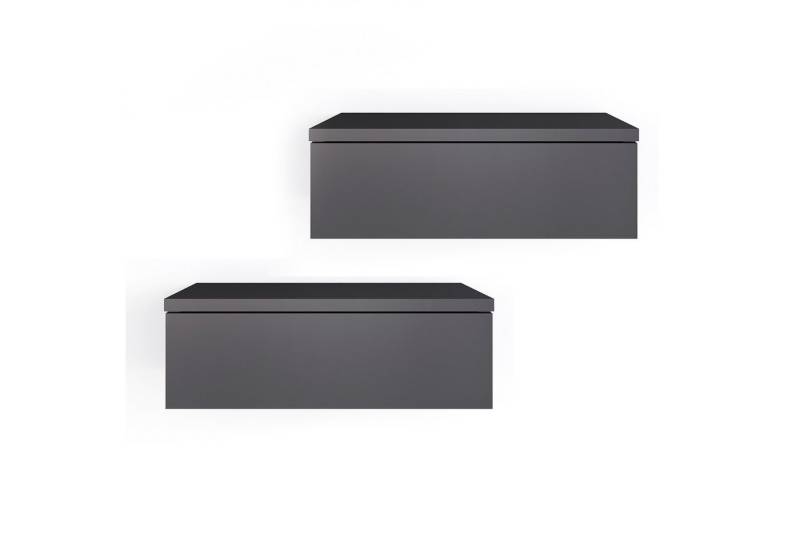 KOMTO Wandregal mit Schublade 2er Set Nachttisch Wandschublade Monaco 2 pcs, Wandschublade Nachtschrank Hängend, Monaco 46 x 30 x 15 cm von KOMTO