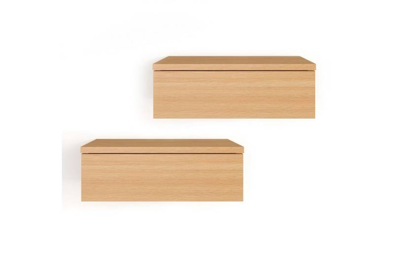 KOMTO Wandregal mit Schublade 2er Set Nachttisch Wandschublade Monaco 2 pcs, Wandschublade Nachtschrank Hängend, Monaco 46 x 30 x 15 cm von KOMTO