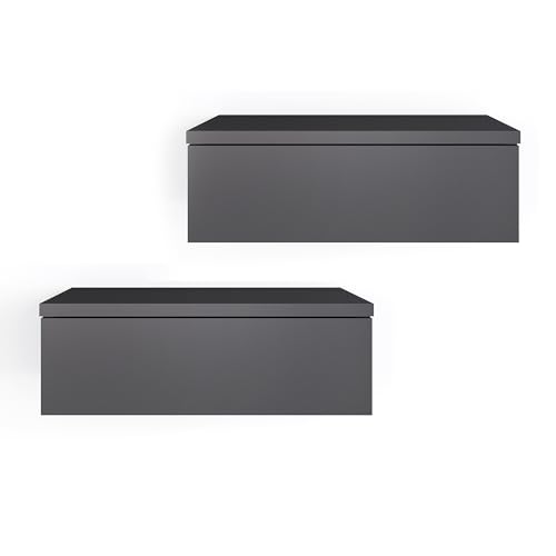 KOMTO Wandregal mit Schublade Anthrazit - Nachttisch Hängend 2er Set Nachttisch Wandmontage Wandschublade Nachtschrank Hängend | Monaco 46 x 30 x 15 cm KOMTO Wandregal mit Schublade Anthrazit - Nachttisch Hängend 2er Set Nachttisch Wandmontage Wandschublade Nachtschrank Hängend | Monaco 46 x 30 x 15 cm von KOMTO