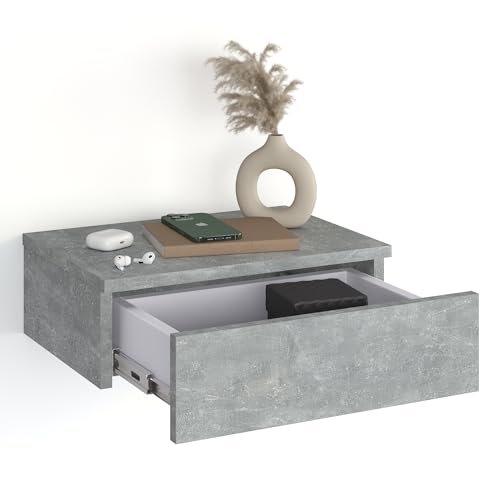 KOMTO Wandregal mit Schublade Beton - Nachttisch Hängend Nachttisch Wandmontage Wandschublade Nachtschrank Hängend | Monaco 46 x 30 x 15 cm KOMTO Wandregal mit Schublade Beton - Nachttisch Hängend Nachttisch Wandmontage Wandschublade Nachtschrank Hängend | Monaco 46 x 30 x 15 cm von KOMTO