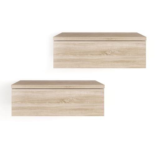 KOMTO Wandregal mit Schublade Sonoma Eiche - Nachttisch Hängend 2er Set Nachttisch Wandmontage Wandschublade Nachtschrank Hängend | Monaco 46 x 30 x 15 cm KOMTO Wandregal mit Schublade Sonoma Eiche - Nachttisch Hängend 2er Set Nachttisch Wandmontage Wandschublade Nachtschrank Hängend | Monaco 46 x 30 x 15 cm von KOMTO