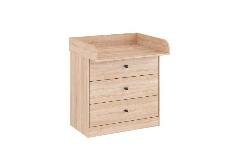 KOMTO Wickelkommode mit Schubladen - Baby Kommode mit Wickelaufsatz, Wickeltisch M3, Wickeltisch, Wickelschrank mit Abnehmbarer Wickelsatz Weiß, Lulliblox von KOMTO