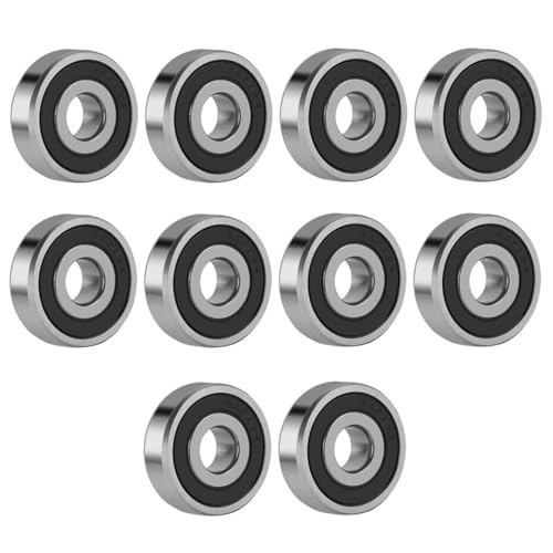 10 Stück Kugellager Rillenkugellager Lager doppelt abgedichtet, für DIY, Drehbänke, Motoren, 3D-Drucker, Fräsmaschinen, verschiedene mechanische Geräte (6200-2RS, 10mm*30mm*9mm) von KOMUNJ