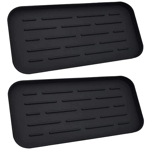 2 Pcs Silikon Abtropfmatte Küche, Abtropfmatte Geschirr Schmal Tablett, für die Küchenspüle, Spülorganizer, für Schwämme, Bürsten, Seife, Caddy Ordnungshelfer von KOMUNJ