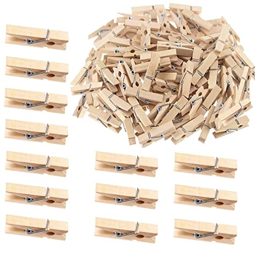 KOMUNJ 100 Stück Mini Klammer Wäscheklammern Holzklammer aus echten Holz, Mini Holzwäscheklammern Kleine Wäscheklammern Wascheklammer von KOMUNJ