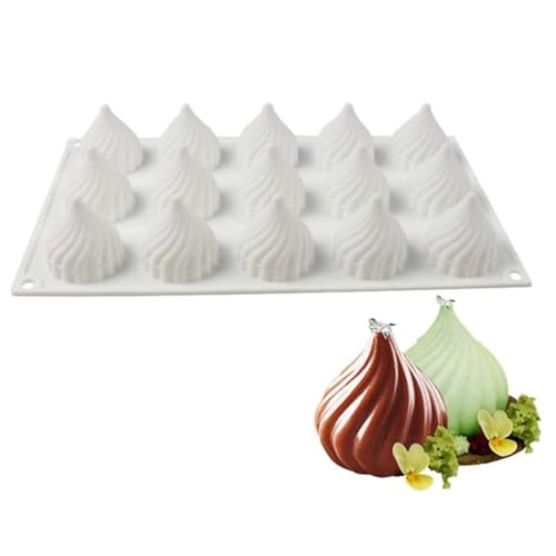 KOMUNJ 15 Löcher zwiebel silikonform，für das Cupcake Backen,Seife Backform,Pudding, Schokolade (Zwiebel/Spiralform) von KOMUNJ