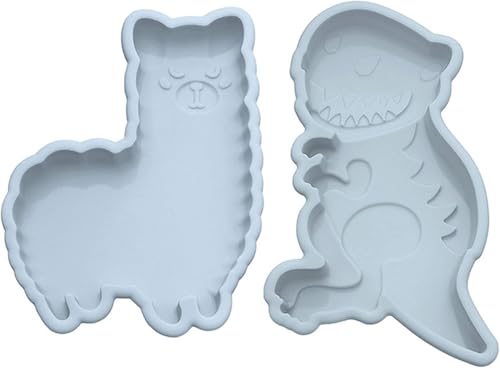 KOMUNJ 2 Stücke Silikon Kuchenform Set, 6-Zoll-Cartoon-Silikon-Dinosaurier Silikonformen Fondant für Plätzchen Jelly Pudding Soap Eiswürfel, Zufällige Farbe von KOMUNJ