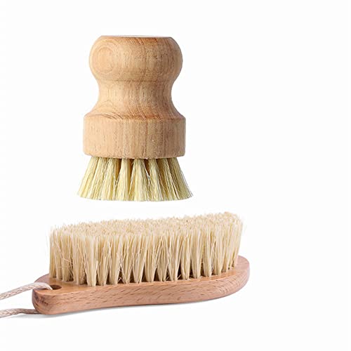 KOMUNJ 2er-Set Holzschrubber, Reinigungsbürsten, Schrubber, rund und S-förmig, für Küche, Garten, Haus, S-förmig (s+o) von KOMUNJ