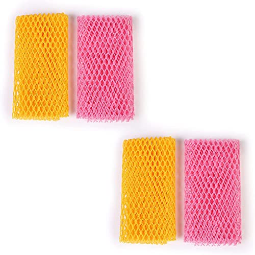 KOMUNJ 4 Stücke Netz Geschirrtuch Dish Net Tücher Reinigungstücher Tücher Waschtücher Topfreiniger Küche Reinigungstücher (Gelb + Pink) von KOMUNJ