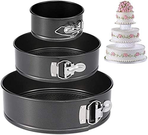 KOMUNJ Kuchenform Rund Inspiration Cake Pans,Springform Kuchenformen Runde Auslaufsicher Antihaftbeschichtet Backform Set mit Abnehmbarem Boden, Kuchenformset, antihaftbeschichtet (3 Größen von KOMUNJ