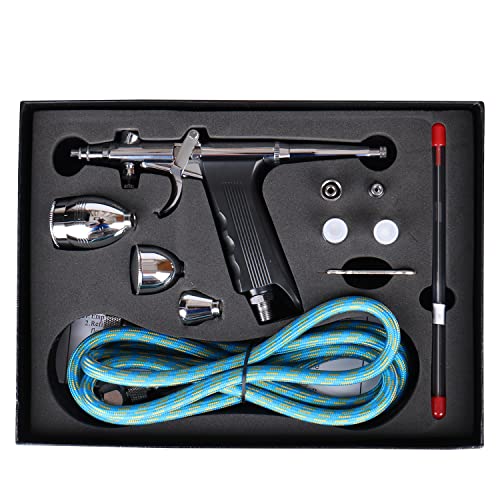 KONDAJI Airbrush Kit Airbrushpistole System Airbrush Set mit Schwerkraftzufuhr mit 0,3mm 0,5mm 0,8mm Düsen mit 1,8m Schlauch für Nagelkunst, farbmodelle, Auto Druck, Kuchendekoration, Möbelreparatur von KONDAJI