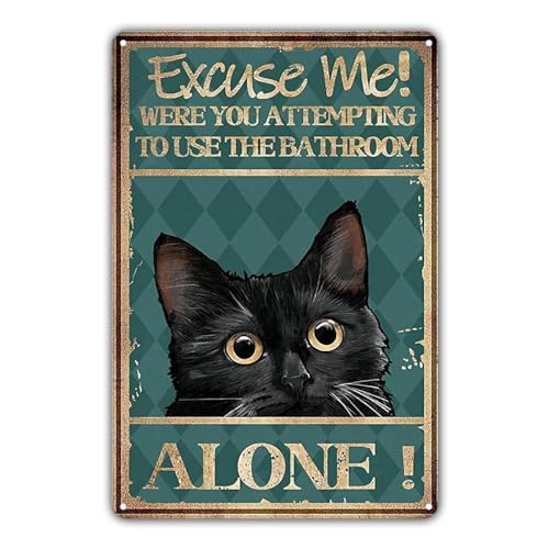 KONFEN Katze Metall Zinn Schild, Katze und Bad Retro Plaqu Poster Wall Art Print Dekoration 8 * 12 Zoll für Home Bar Badezimmer Tür Coffee Shop von KONFEN