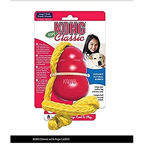 KONG Classic Ball mit Seil,, 1 Stück (1er Pack) von KONG