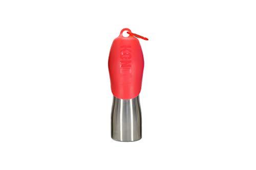 KONG H2O Wasserflasche und Futternapf für Hunde, Edelstahl, 750 ml, Rot von KONG