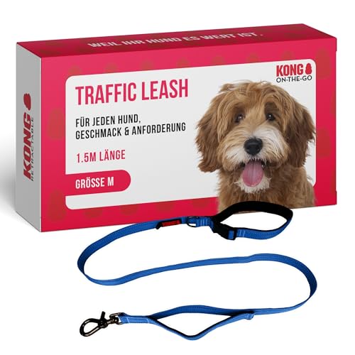 KONG Hundeleine in 1,5m Länge I Für mittelgroße Hunde bis 30kg I Größe M I verkehrssichere Leine Hund in blau I Führleine reflektierend mit 2 gepolsterten Handschlaufen & robusten Karabinerhaken KONG Hundeleine in 1,5m Länge I Für mittelgroße Hunde bis 30kg I Größe M I verkehrssichere Leine Hund in blau I Führleine reflektierend mit 2 gepolsterten Handschlaufen & robusten Karabinerhaken von KONG