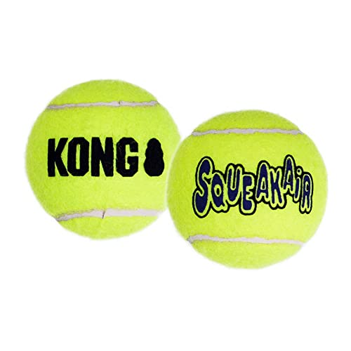 KONG – Squeakair Balls – Premium-Hundespielzeug, Quietschende Tennisbälle, Zahnschonend – Für Mittelgroße Hunde (6er–Pack) von KONG