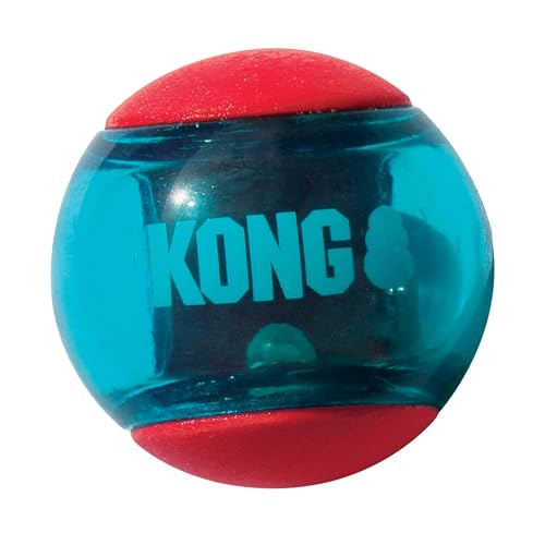 Kong -Squeezz Action Ball, Rot – Interaktives, Quietschendes Apportierspielzeug mit Mehrfachen Texturen – Für Mittelgroße Hunde… von KONG