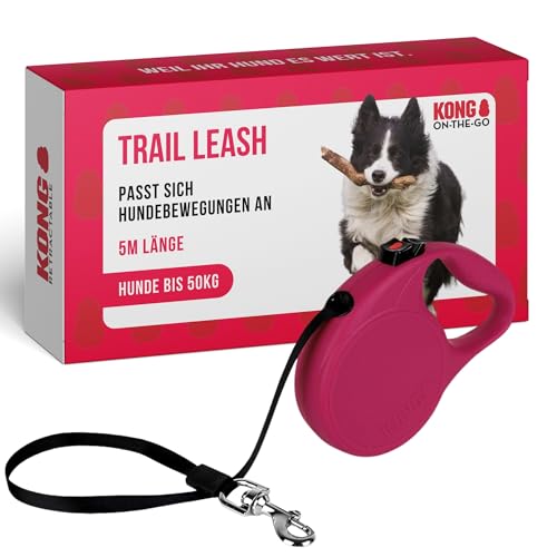 KONG ausrollbare Hundeleine "Trail" I hochwertige Rollleine mit Break & Lock System I lange Leine für Hunde I hochwertige Hundeleinen in verschiedenen Farben I Pink I Länge: 5 m I Gr. L KONG ausrollbare Hundeleine "Trail" I hochwertige Rollleine mit Break & Lock System I lange Leine für Hunde I hochwertige Hundeleinen in verschiedenen Farben I Pink I Länge: 5 m I Gr. L von KONG