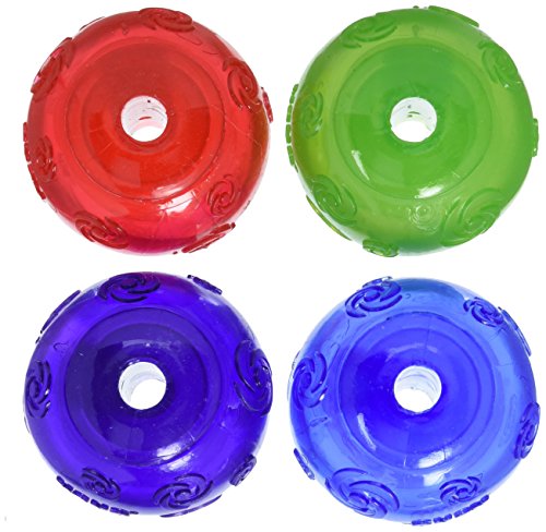 Kong Squeezz Ball / Hundespielzeug, mittelgroß, verschiedene Farben: Grün, Rot, Blau, Lila, 4 Stück von KONG
