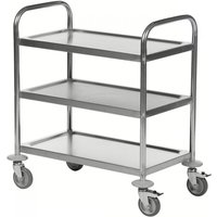 Kongamek Edelstahl- Tischwagen rostfrei mit 3 Böden 685x380mm mit Polyurethanbereifung und Bremse Kongamek Edelstahl- Tischwagen rostfrei mit 3 Böden 685x380mm mit Polyurethanbereifung und Bremse von KONGAMEK
