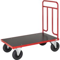 Kongamek Plattformwagen in rot 1000x600x1000mm mit Schiebegriff aus Stahlrohr und Gummibereifung mit Bremse von KONGAMEK