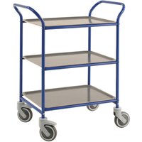 Kongamek Tablettwagen 770x495x960mm blau pulverbeschichtet mit Bremse und 3 Tabletts in grau Kongamek Tablettwagen 770x495x960mm blau pulverbeschichtet mit Bremse und 3 Tabletts in grau von KONGAMEK