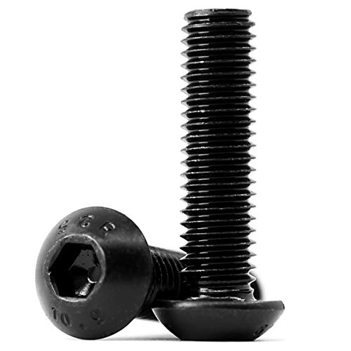 (100 Stück) M5x8mm Linsenkopfschrauben mit Innensechskant 10,9 Grad Kohlenstoffstahl Innensechskantschraube schrauben Vollgewinde schwarz von KONGKI