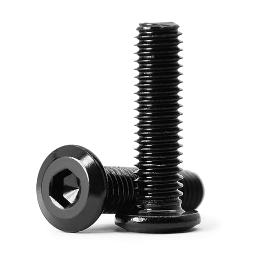 (30 Stück) M6x10mm Flachkopf-Innensechskantschraube 304 Edelstahl Schwarzes Oxid Halbrundkopfschraube Linsenschraube Vollgewinde von KONGKI