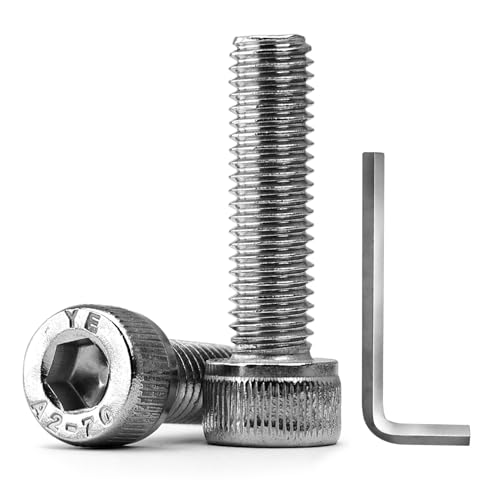 M5–0,8 x 8 mm Innensechskantschrauben, 304 Edelstahl 18–8, Inbusantrieb, helle Oberfläche, Vollgewinde, 20 Stück (mit Sechskantschlüssel) von KONGKI