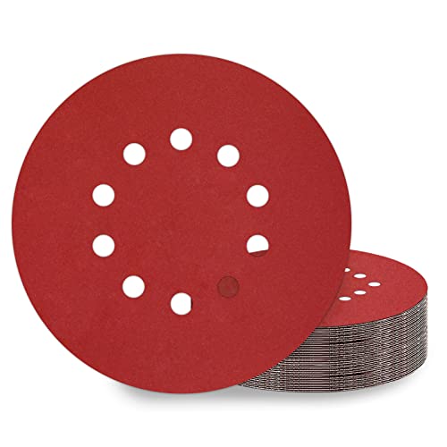 KONGMING 25 Stück Schleifpapier 225mm Klett Schleifscheiben 225mm Körnung P600 10 Loch in Rot für Trockenbauschleifer Exzenterschleifer Schleifgiraffe KONGMING 25 Stück Schleifpapier 225mm Klett Schleifscheiben 225mm Körnung P600 10 Loch in Rot für Trockenbauschleifer Exzenterschleifer Schleifgiraffe von KONGMING