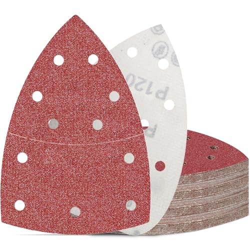 KONGMING 50 Stück Schleifpapier Dreieckschleifer klett Körnung 120 Schleifblätter 11 Loch fur Detailschleifer KONGMING 50 Stück Schleifpapier Dreieckschleifer klett Körnung 120 Schleifblätter 11 Loch fur Detailschleifer von KONGMING