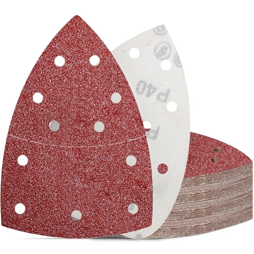 KONGMING 50 Stück Schleifpapier Dreieckschleifer klett Körnung 40 Schleifblätter 11 Loch fur Detailschleifer KONGMING 50 Stück Schleifpapier Dreieckschleifer klett Körnung 40 Schleifblätter 11 Loch fur Detailschleifer von KONGMING