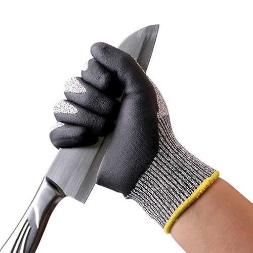 KONGMM Schnittschutzhandschuhe Arbeitshandschuhe Herren CE Level 5 Schnittschutzhandschuhe Nitril 1 Paar mikrodünner Schaumgriff an Handfläche und Fingern waschbare Angelhandschuhe(XX-Large) von KONGMM