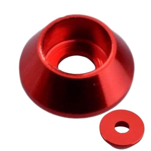 5/10 teile/los Kappe Kopf Aluminium Kegel Unterlegscheibe M2 M 2,5 M3 M4 M5 M6 M8 Bunte Aluminium Legierung kappe Kopf Dichtung Unterlegscheibe für Rc Teile, Rot, M3 10pcs von KONGNY
