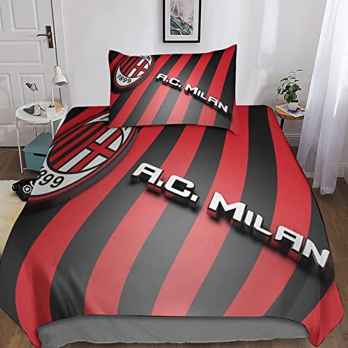 A.C. Milan Tröster Startseite Satz, Kinder Bettwäsche Satz Bettbezug Für Jugendliche Jugend Schlafzimmer Dekor 2 Teilig Sets Single（135x200cm） von KONGNY