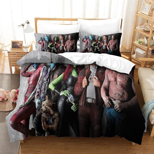 Guardians of The Galaxy Kinder Bettbezug Set Startseite Satz, Bettwäsche Satz Moderne Bettbezug Für Jugendliche Jugend Mädchen Jungen, Startseite Schlafzimmer Dekor Double（200x200cm） von KONGNY