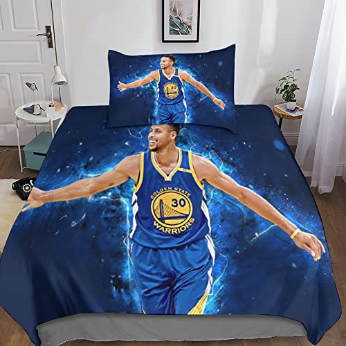 KONGNY Stephen Curry Bettwäsche Set 3D Bettwäsche Set 2 Teilig Mikrofaser Bettbezug Mit Reißverschluss Und Kissenbezug Weich Haltbar Atmungsaktive Single（135x200cm） von KONGNY