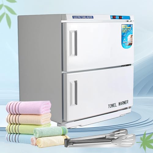 KONGQXIAA Handtuchwärmer 30L Zweitürig - Edelstahl Wärmeschrank mit 2 Tabletts, Schnelle Erwärmung für Spa, Salon, Maniküre, GesichtsDampfgerät für Haushalt & Professionell von KONGQXIAA