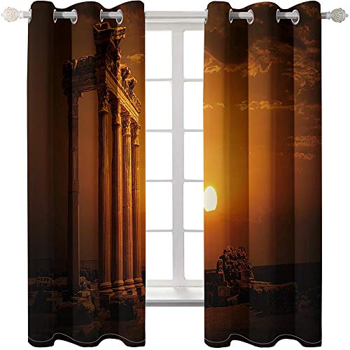 KONGTNP Gardinen Osen,Sanft Thermische Verdunkelungsvorhänge 2 Paneele,Zur Geräuschreduzierung,Steinsäule for Home Heimdekoration,Schlafzimmer Balkon Studieecoration-140Wx160Lcm von KONGTNP