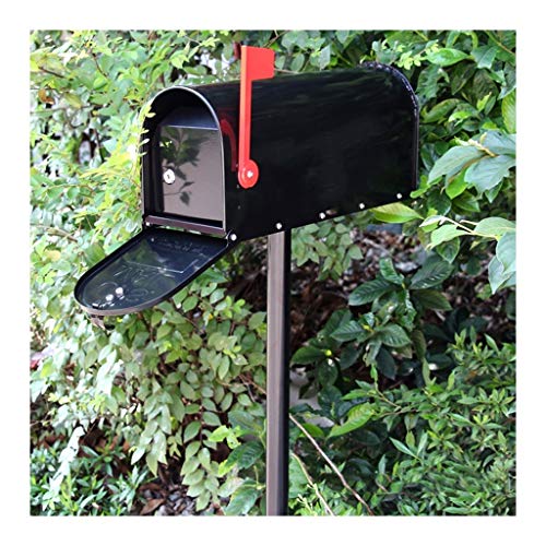KONGY Briefkasten, Stehend Im Freien Galvanisierter Stahl Wetterfest Post Box Abschließbar Amerikanischer Stil Zeitung Letterbox Letterbox (Farbe : Schwarz) von KONGY