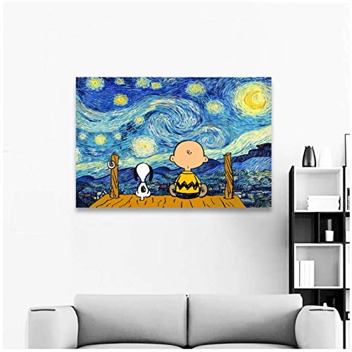 KONGZIR Snoopy Und Charlie Wandkunst Druck Leinwand Malerei Poster Und Drucke Wandbilder Für Wohnzimmer Dekoration -60X90Cmx1Pcs- Kein Rahmen von KONGZIR