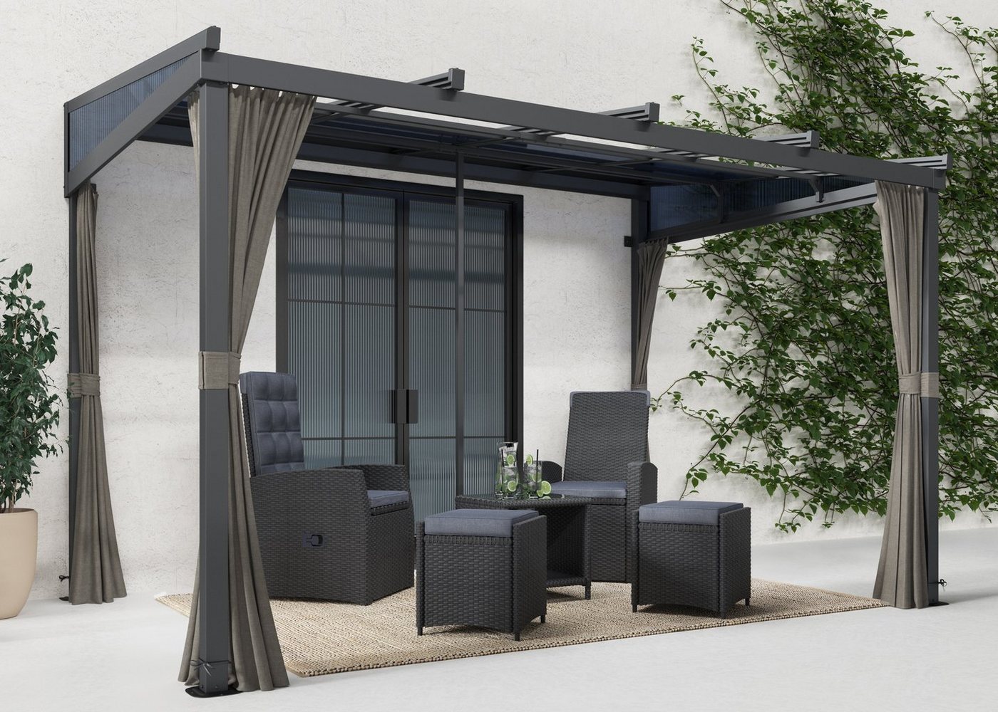 KONIFERA Anbaupavillon Bilbao, Terrassenüberdachung, in Breite 360, 423 und 480 cm, ohne Seitenteile KONIFERA Anbaupavillon Bilbao, Terrassenüberdachung, in Breite 360, 423 und 480 cm, ohne Seitenteile von KONIFERA