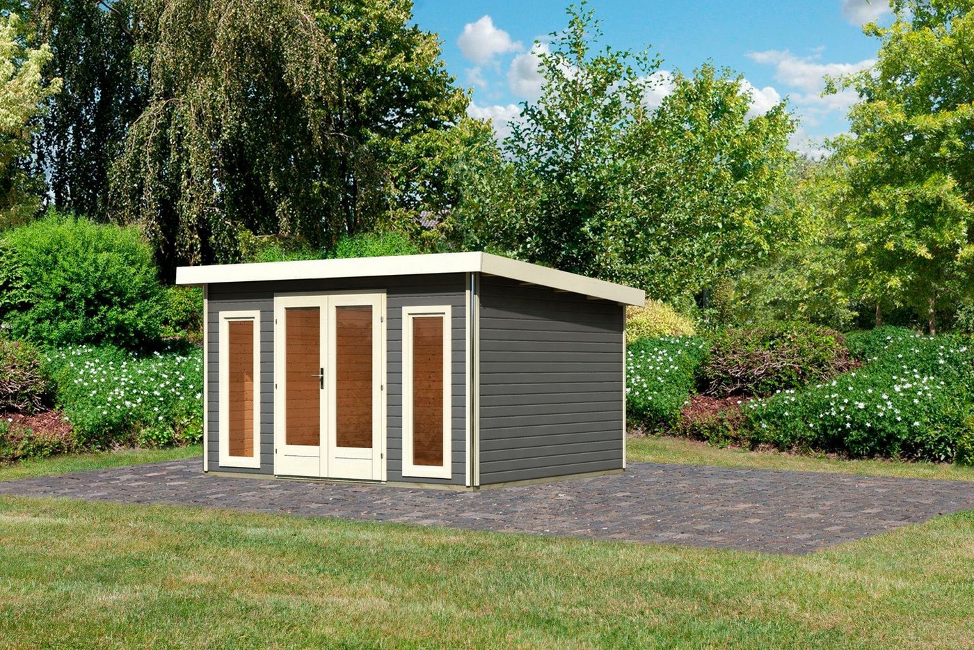 Karibu Gartenhaus Rabensee 2, BxT: 406x331,50 cm, terragrau von Karibu