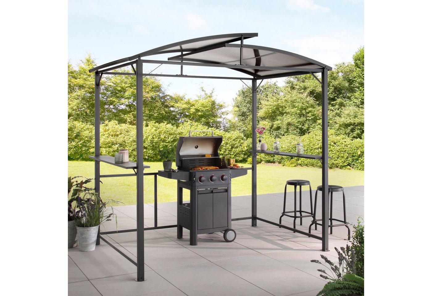 KONIFERA Grillpavillon Roma, Außenmaße BxT: 245x150 cm, Stahlgestell, Polycarbonat-Dachplatten von KONIFERA