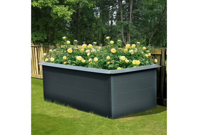 KONIFERA Hochbeet BxTxH: 200x100x76 cm, aus pulverbeschichtetem Stahl, mit Schneckenschutzumrandung von KONIFERA